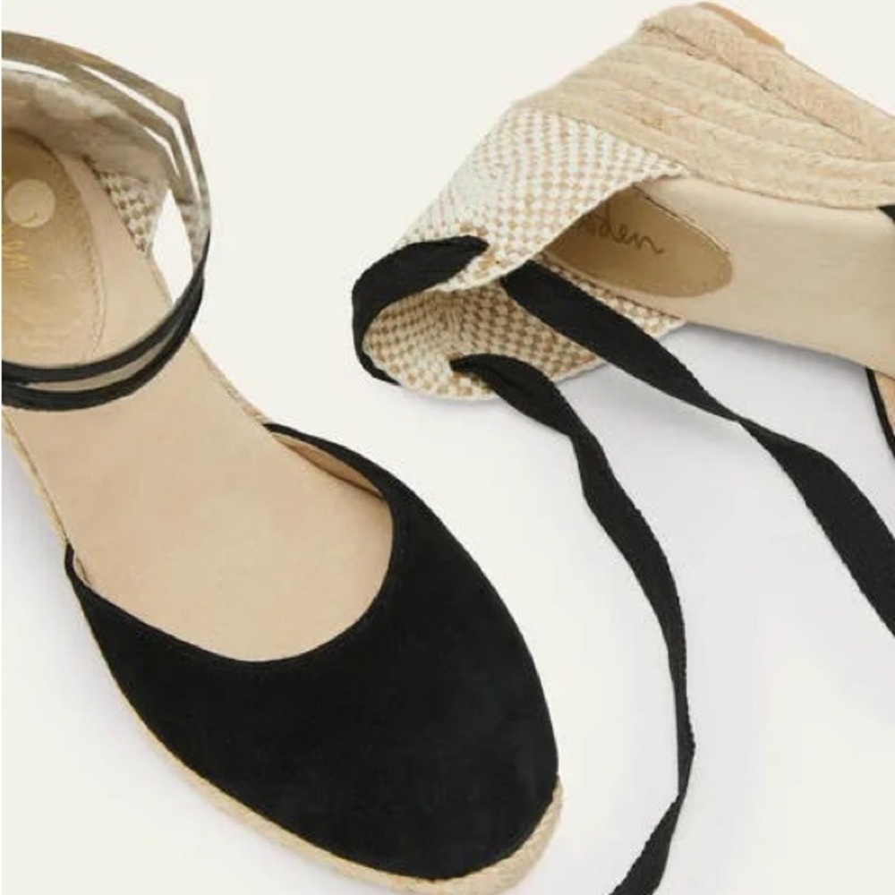 BODEN EXCELLENT CONDITION CASSIE ESPADRILLE WEDGE BLACK SUEDE WOMENS 41